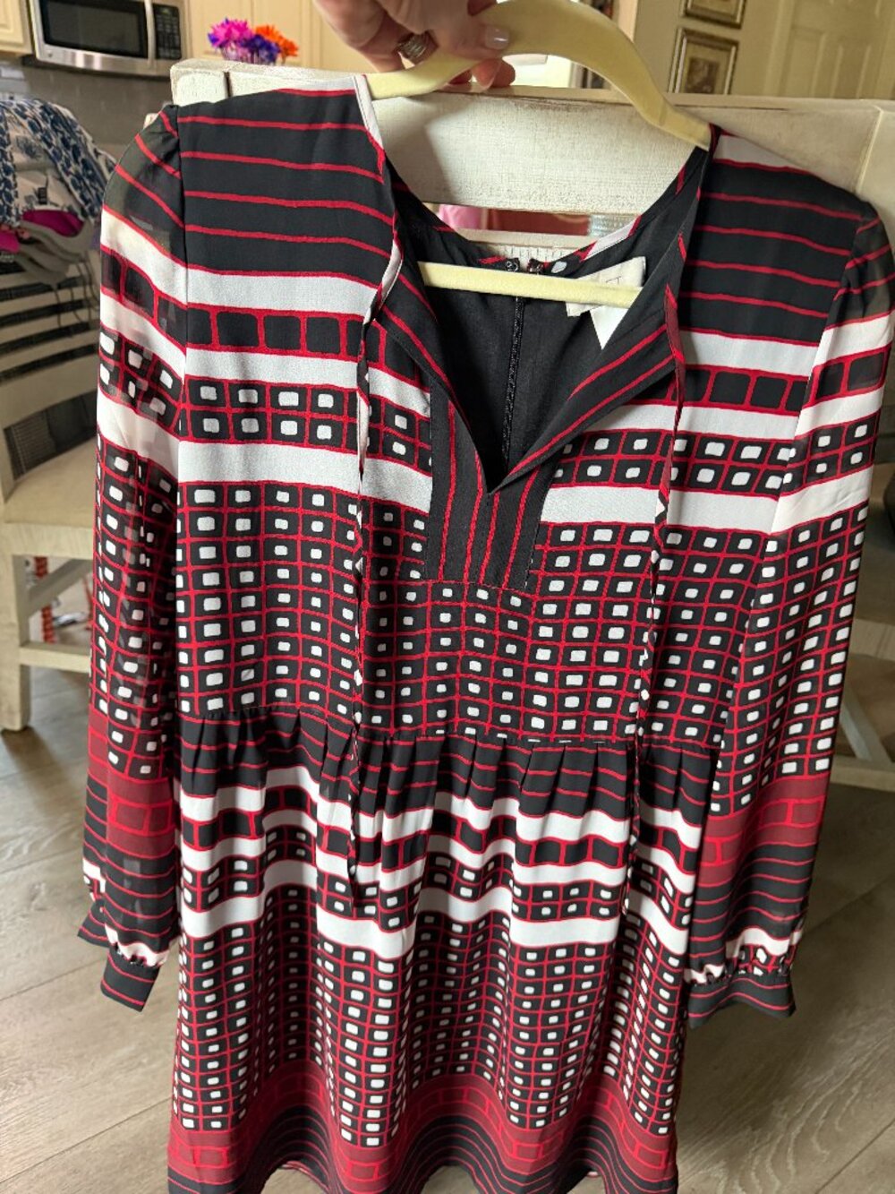 Red,black and white dress